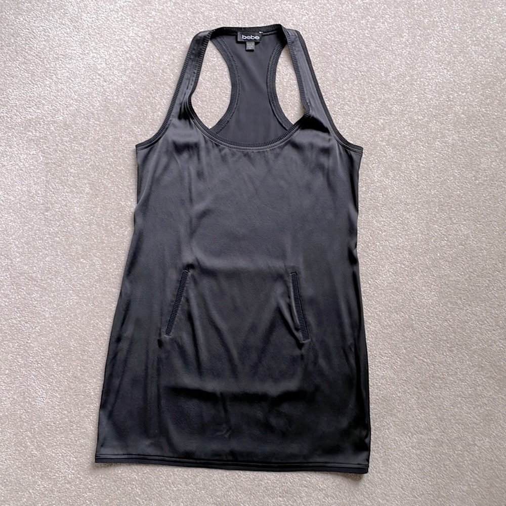 bebe satiny short dress with thru pockets